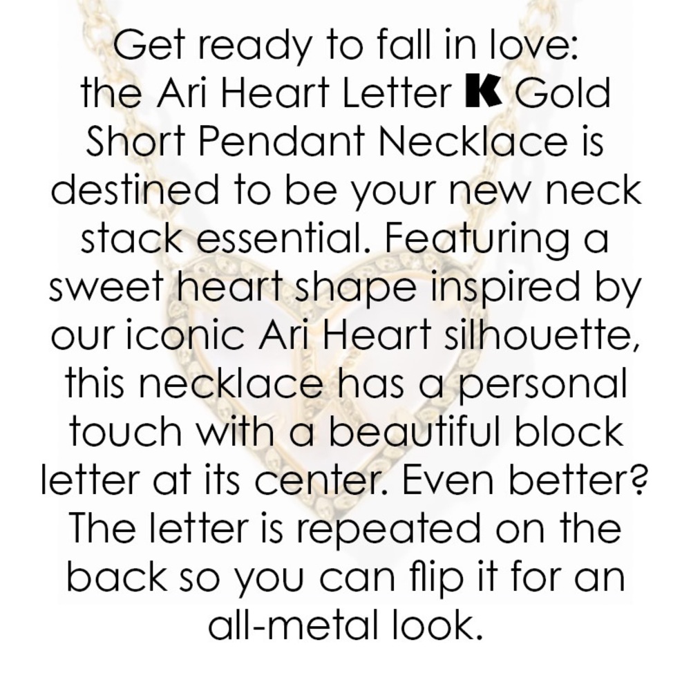 KENDRA SCOTT Ari Heart Letter 𝐊 Gold Short Pendant Necklace - Picture 4 of 10